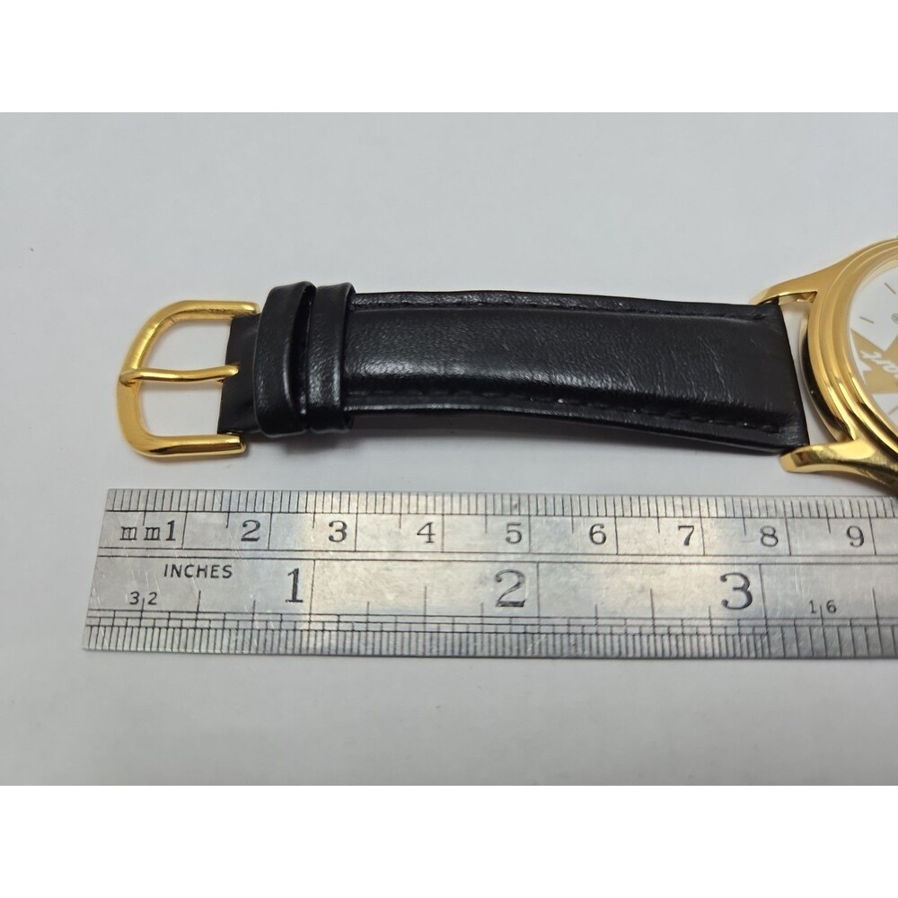 Vintage Kmart Logo Quartz Watch Y121 Gold Tone White Dial Black Band New Battery - Picture 9 of 12